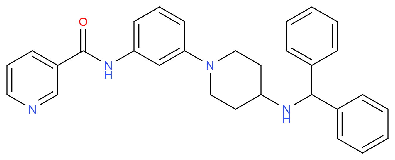 N-(3-{4-[(diphenylmethyl)amino]-1-piperidinyl}phenyl)nicotinamide_分子结构_CAS_)