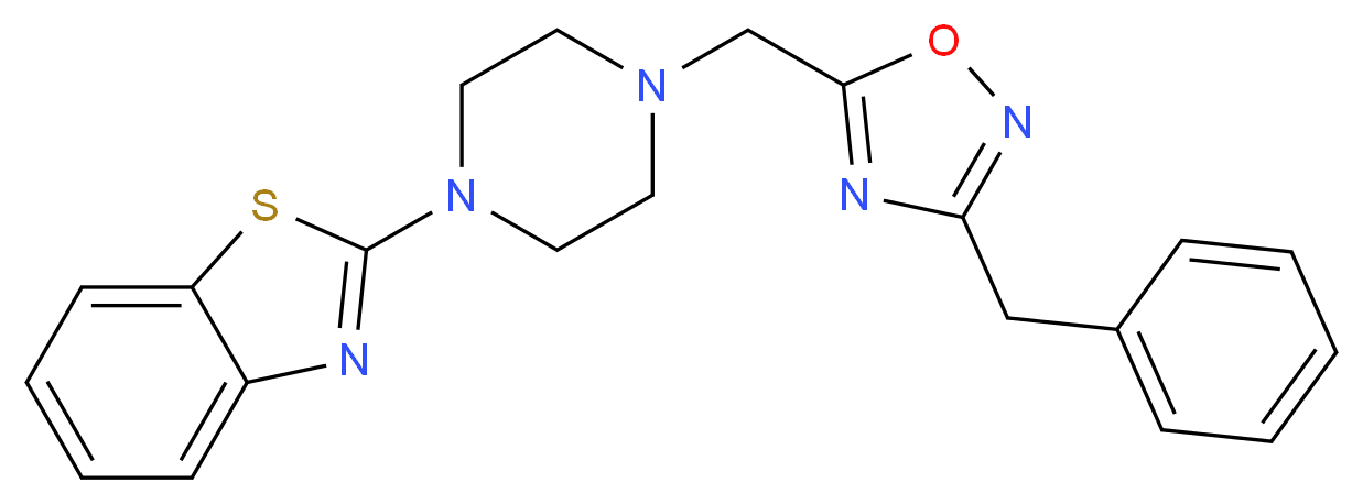 2-{4-[(3-benzyl-1,2,4-oxadiazol-5-yl)methyl]-1-piperazinyl}-1,3-benzothiazole_分子结构_CAS_)