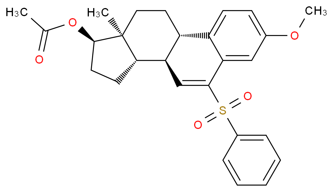 (1S,10R,11S,14R,15S)-8-(benzenesulfonyl)-5-methoxy-15-methyltetracyclo[8.7.0.0<sup>2</sup>,<sup>7</sup>.0<sup>1</sup><sup>1</sup>,<sup>1</sup><sup>5</sup>]heptadeca-2,4,6,8-tetraen-14-yl acetate_分子结构_CAS_153004-08-1