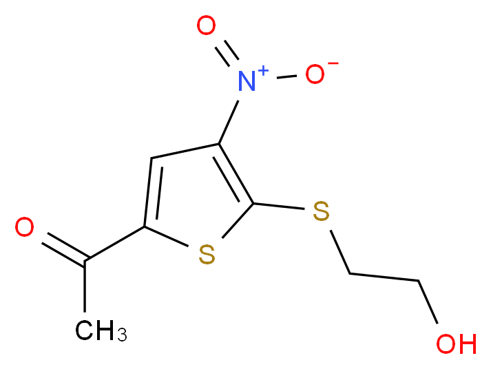 1-{5-[(2-hydroxyethyl)sulfanyl]-4-nitrothiophen-2-yl}ethan-1-one_分子结构_CAS_845266-22-0