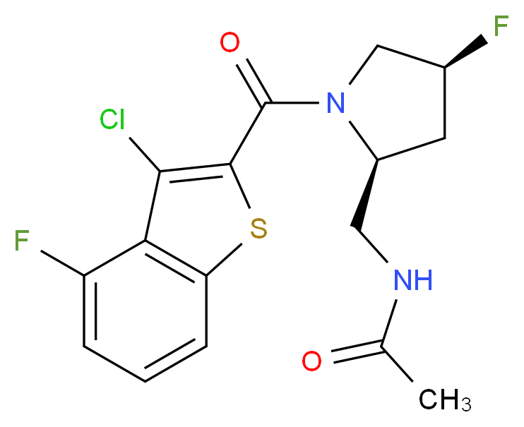 N-({(2S,4S)-1-[(3-chloro-4-fluoro-1-benzothien-2-yl)carbonyl]-4-fluoropyrrolidin-2-yl}methyl)acetamide_分子结构_CAS_)
