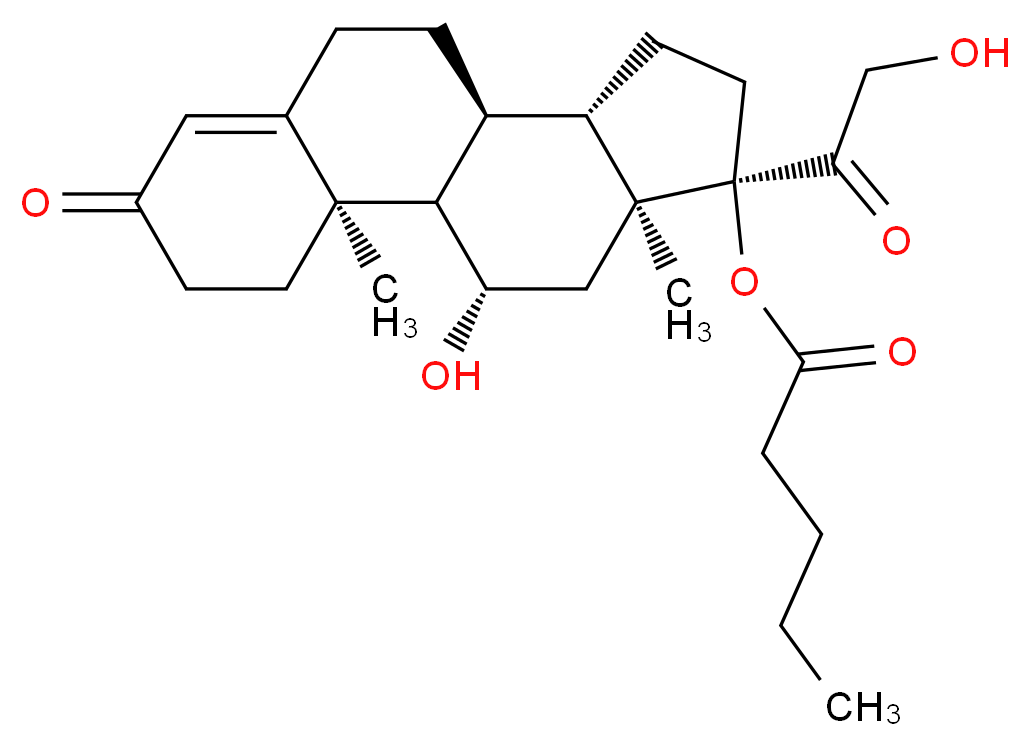 (1S,2R,10S,11S,14R,15S,17S)-17-hydroxy-14-(2-hydroxyacetyl)-2,15-dimethyl-5-oxotetracyclo[8.7.0.0<sup>2</sup>,<sup>7</sup>.0<sup>1</sup><sup>1</sup>,<sup>1</sup><sup>5</sup>]heptadec-6-en-14-yl pentanoate_分子结构_CAS_57524-89-7