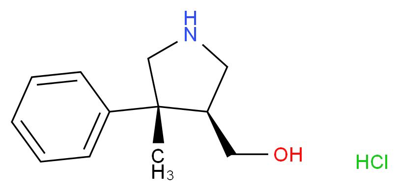 [(3S,4R)-4-methyl-4-phenylpyrrolidin-3-yl]methanol hydrochloride_分子结构_CAS_1217842-07-3