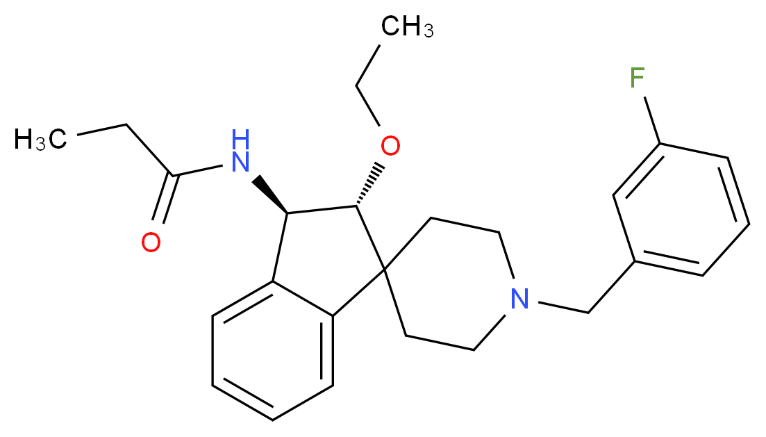 N-[(2R*,3R*)-2-ethoxy-1'-(3-fluorobenzyl)-2,3-dihydrospiro[indene-1,4'-piperidin]-3-yl]propanamide_分子结构_CAS_)