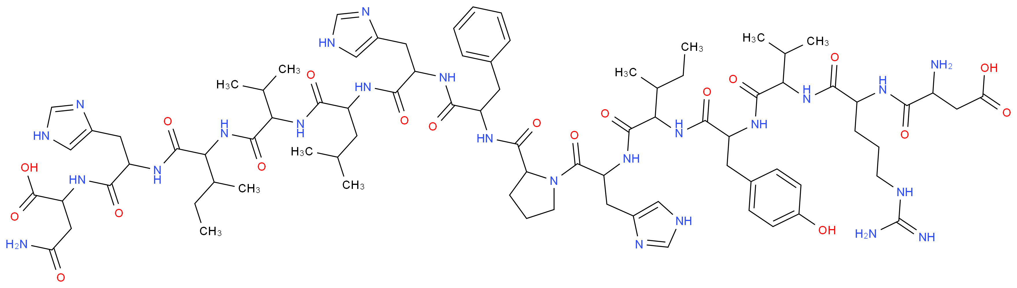 3-amino-3-({4-carbamimidamido-1-[(1-{[1-({1-[(1-{2-[(1-{[1-({1-[(1-{[1-({1-[(2-carbamoyl-1-carboxyethyl)carbamoyl]-2-(1H-imidazol-4-yl)ethyl}carbamoyl)-2-methylbutyl]carbamoyl}-2-methylpropyl)carbamoyl]-3-methylbutyl}carbamoyl)-2-(1H-imidazol-4-yl)ethyl]carbamoyl}-2-phenylethyl)carbamoyl]pyrrolidin-1-yl}-3-(1H-imidazol-4-yl)-1-oxopropan-2-yl)carbamoyl]-2-methylbutyl}carbamoyl)-2-(4-hydroxyphenyl)ethyl]carbamoyl}-2-methylpropyl)carbamoyl]butyl}carbamoyl)propanoic acid_分子结构_CAS_104180-23-6