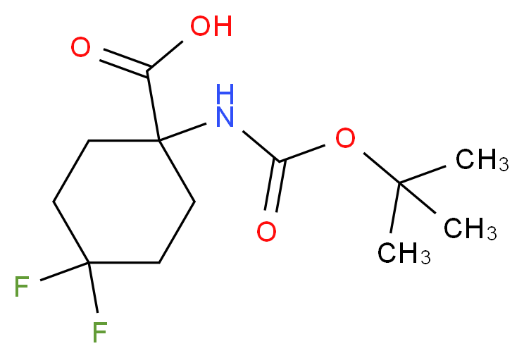 1-{[(tert-butoxy)carbonyl]amino}-4,4-difluorocyclohexane-1-carboxylic acid_分子结构_CAS_1196151-58-2