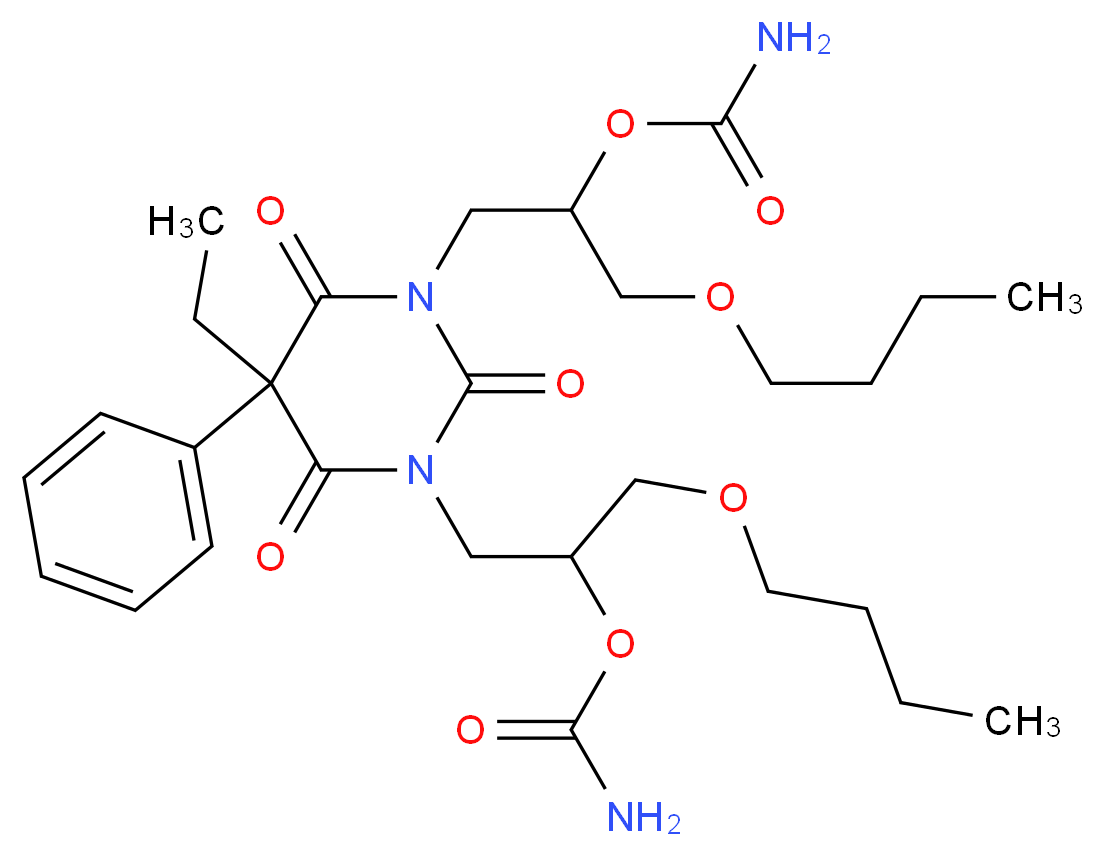 1-butoxy-3-{3-[3-butoxy-2-(carbamoyloxy)propyl]-5-ethyl-2,4,6-trioxo-5-phenyl-1,3-diazinan-1-yl}propan-2-yl carbamate_分子结构_CAS_15687-09-9