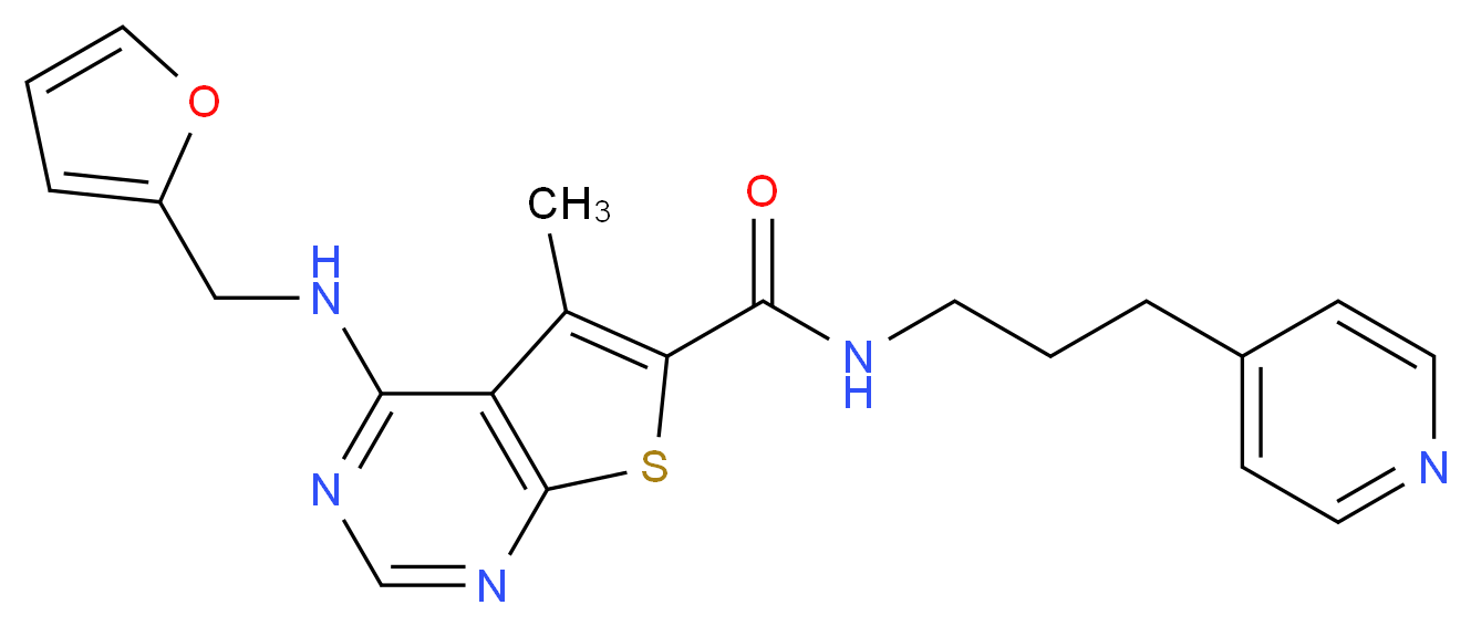 4-[(2-furylmethyl)amino]-5-methyl-N-[3-(4-pyridinyl)propyl]thieno[2,3-d]pyrimidine-6-carboxamide_分子结构_CAS_)