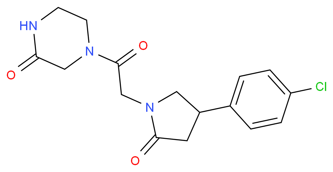 4-{2-[4-(4-chlorophenyl)-2-oxopyrrolidin-1-yl]acetyl}piperazin-2-one_分子结构_CAS_113957-09-8