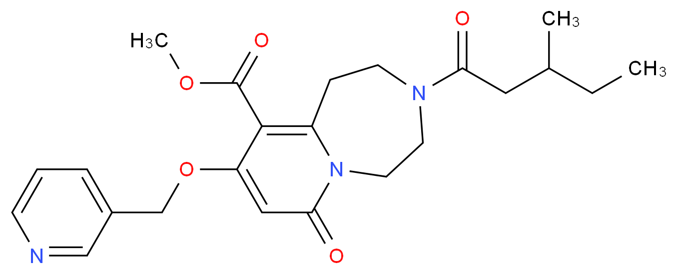 methyl 3-(3-methylpentanoyl)-7-oxo-9-(3-pyridinylmethoxy)-1,2,3,4,5,7-hexahydropyrido[1,2-d][1,4]diazepine-10-carboxylate_分子结构_CAS_)