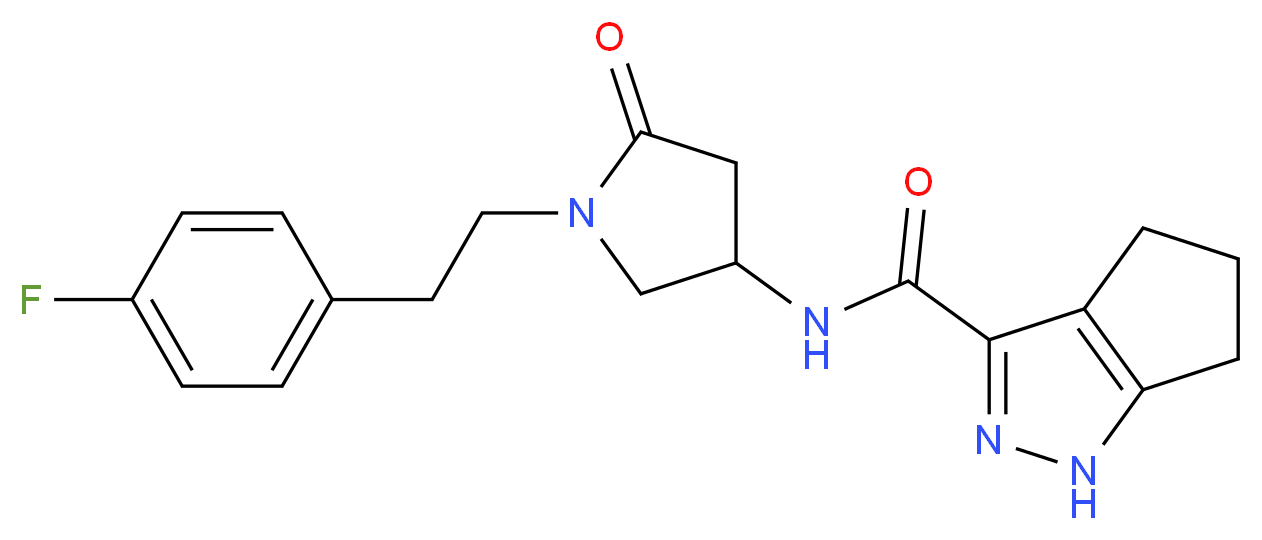 N-{1-[2-(4-fluorophenyl)ethyl]-5-oxopyrrolidin-3-yl}-1,4,5,6-tetrahydrocyclopenta[c]pyrazole-3-carboxamide_分子结构_CAS_)