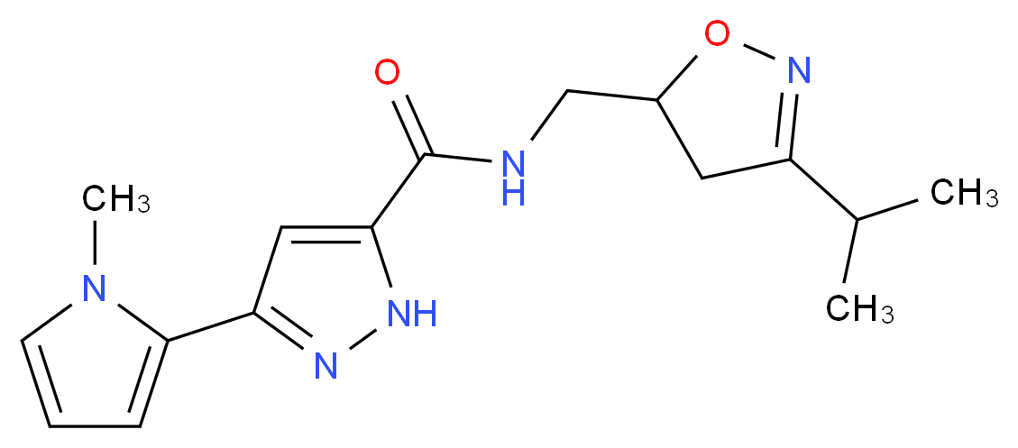 N-[(3-isopropyl-4,5-dihydroisoxazol-5-yl)methyl]-3-(1-methyl-1H-pyrrol-2-yl)-1H-pyrazole-5-carboxamide_分子结构_CAS_)