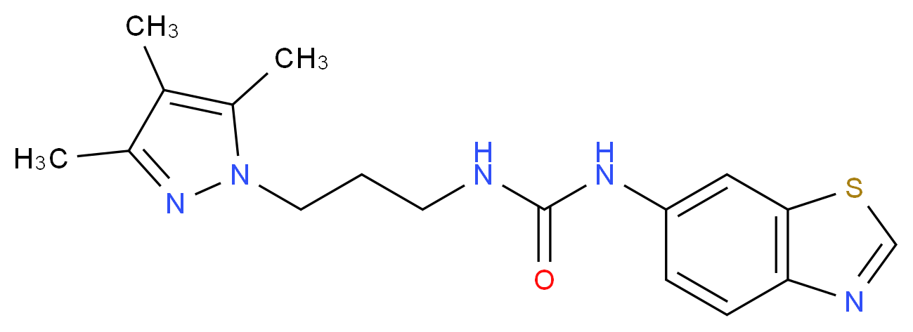 N-1,3-benzothiazol-6-yl-N'-[3-(3,4,5-trimethyl-1H-pyrazol-1-yl)propyl]urea_分子结构_CAS_)
