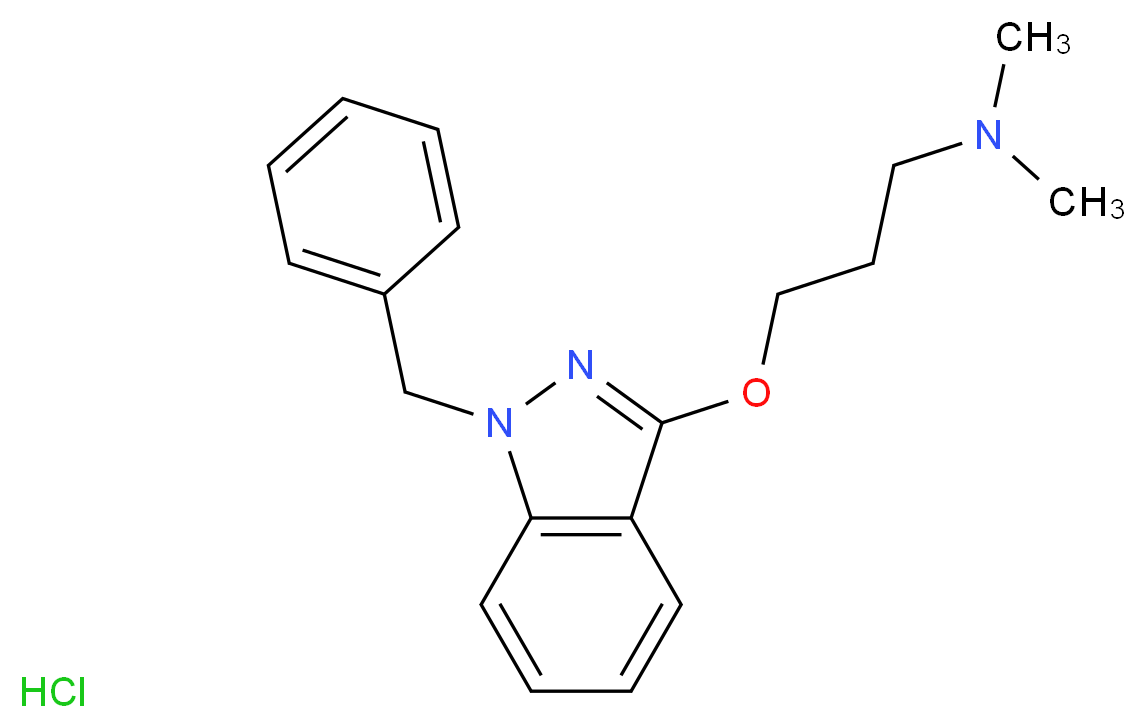 {3-[(1-benzyl-1H-indazol-3-yl)oxy]propyl}dimethylamine hydrochloride_分子结构_CAS_132-69-4