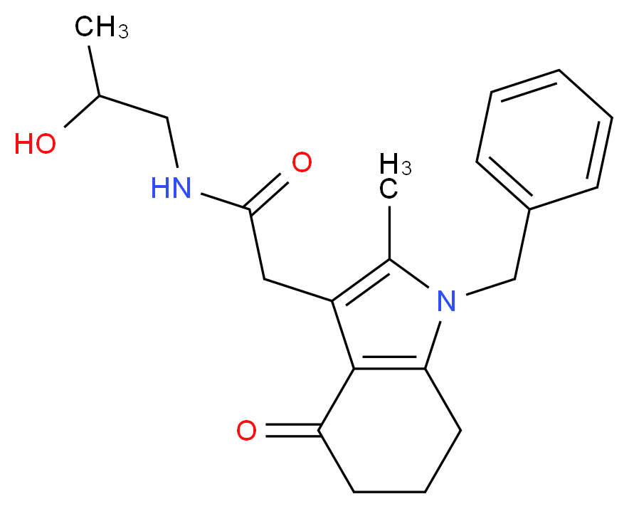 2-(1-benzyl-2-methyl-4-oxo-4,5,6,7-tetrahydro-1H-indol-3-yl)-N-(2-hydroxypropyl)acetamide_分子结构_CAS_)