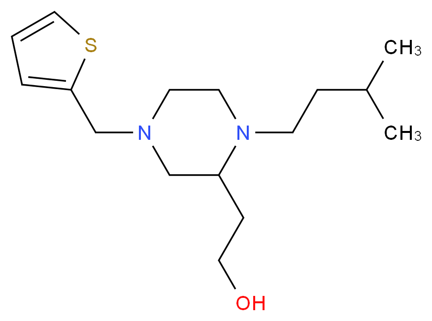 2-[1-(3-methylbutyl)-4-(2-thienylmethyl)-2-piperazinyl]ethanol_分子结构_CAS_)