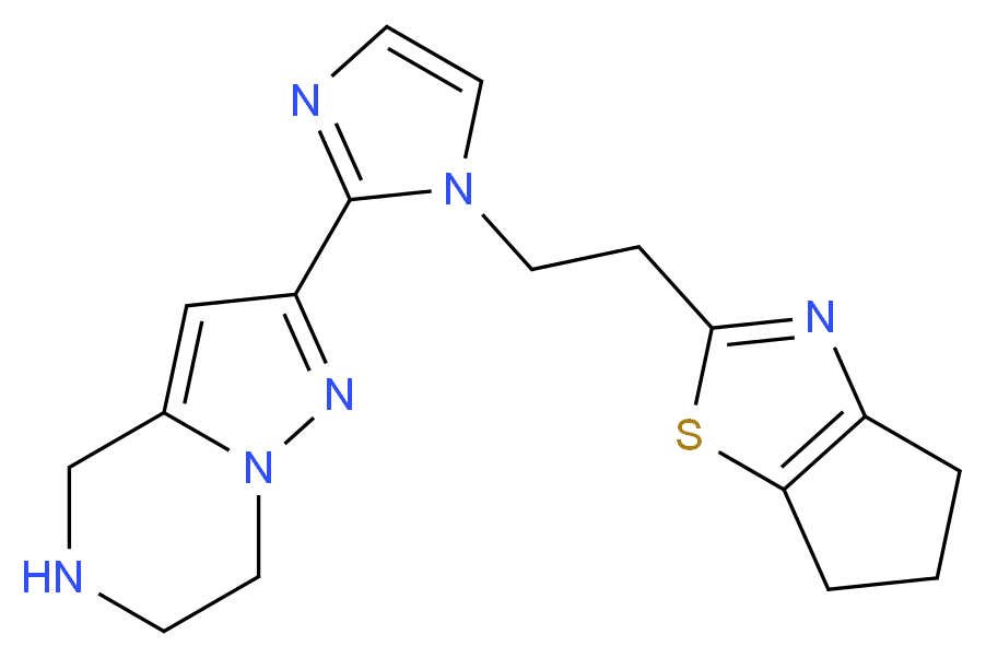 2-{1-[2-(5,6-dihydro-4H-cyclopenta[d][1,3]thiazol-2-yl)ethyl]-1H-imidazol-2-yl}-4,5,6,7-tetrahydropyrazolo[1,5-a]pyrazine_分子结构_CAS_)