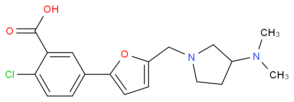 2-chloro-5-(5-{[3-(dimethylamino)pyrrolidin-1-yl]methyl}-2-furyl)benzoic acid_分子结构_CAS_)