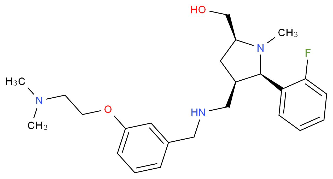 [(2S*,4R*,5R*)-4-[({3-[2-(dimethylamino)ethoxy]benzyl}amino)methyl]-5-(2-fluorophenyl)-1-methyl-2-pyrrolidinyl]methanol_分子结构_CAS_)