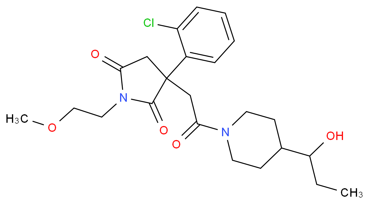 3-(2-chlorophenyl)-3-{2-[4-(1-hydroxypropyl)-1-piperidinyl]-2-oxoethyl}-1-(2-methoxyethyl)-2,5-pyrrolidinedione_分子结构_CAS_)