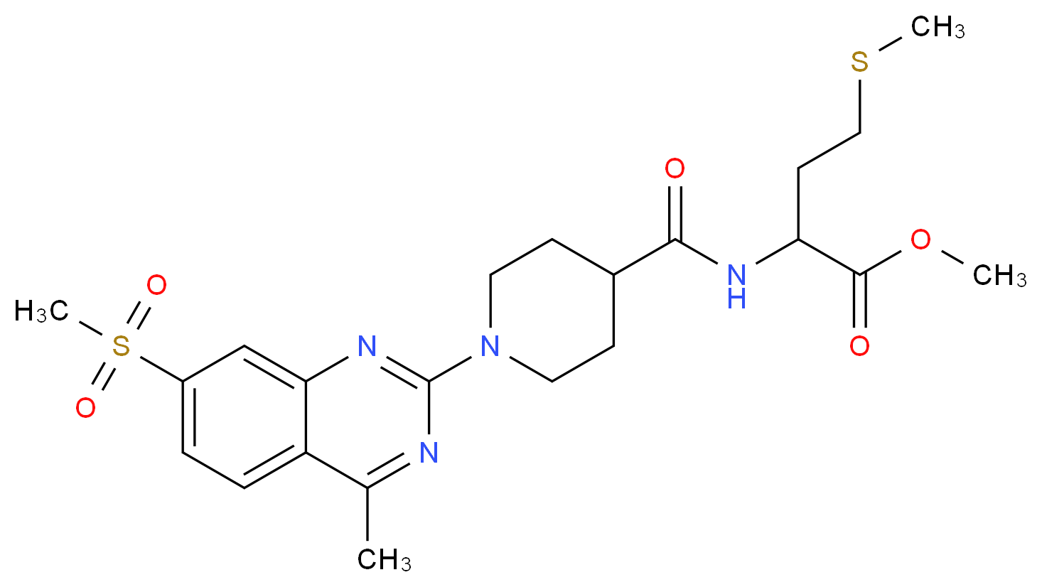 methyl N-({1-[4-methyl-7-(methylsulfonyl)-2-quinazolinyl]-4-piperidinyl}carbonyl)methioninate_分子结构_CAS_)