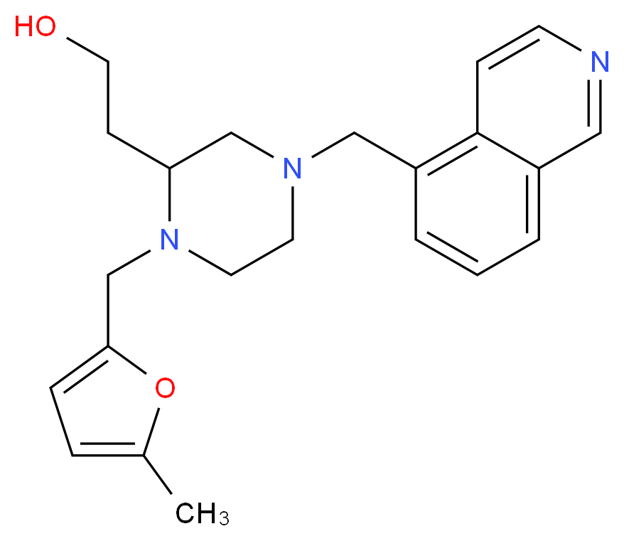 2-{4-(5-isoquinolinylmethyl)-1-[(5-methyl-2-furyl)methyl]-2-piperazinyl}ethanol_分子结构_CAS_)