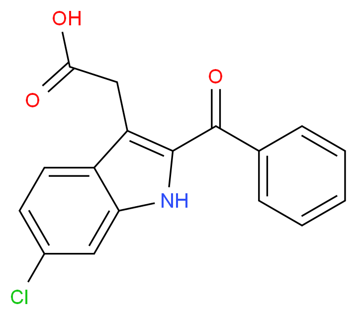 2-(2-Benzoyl-6-chloro-1H-indol-3-yl)acetic acid_分子结构_CAS_)
