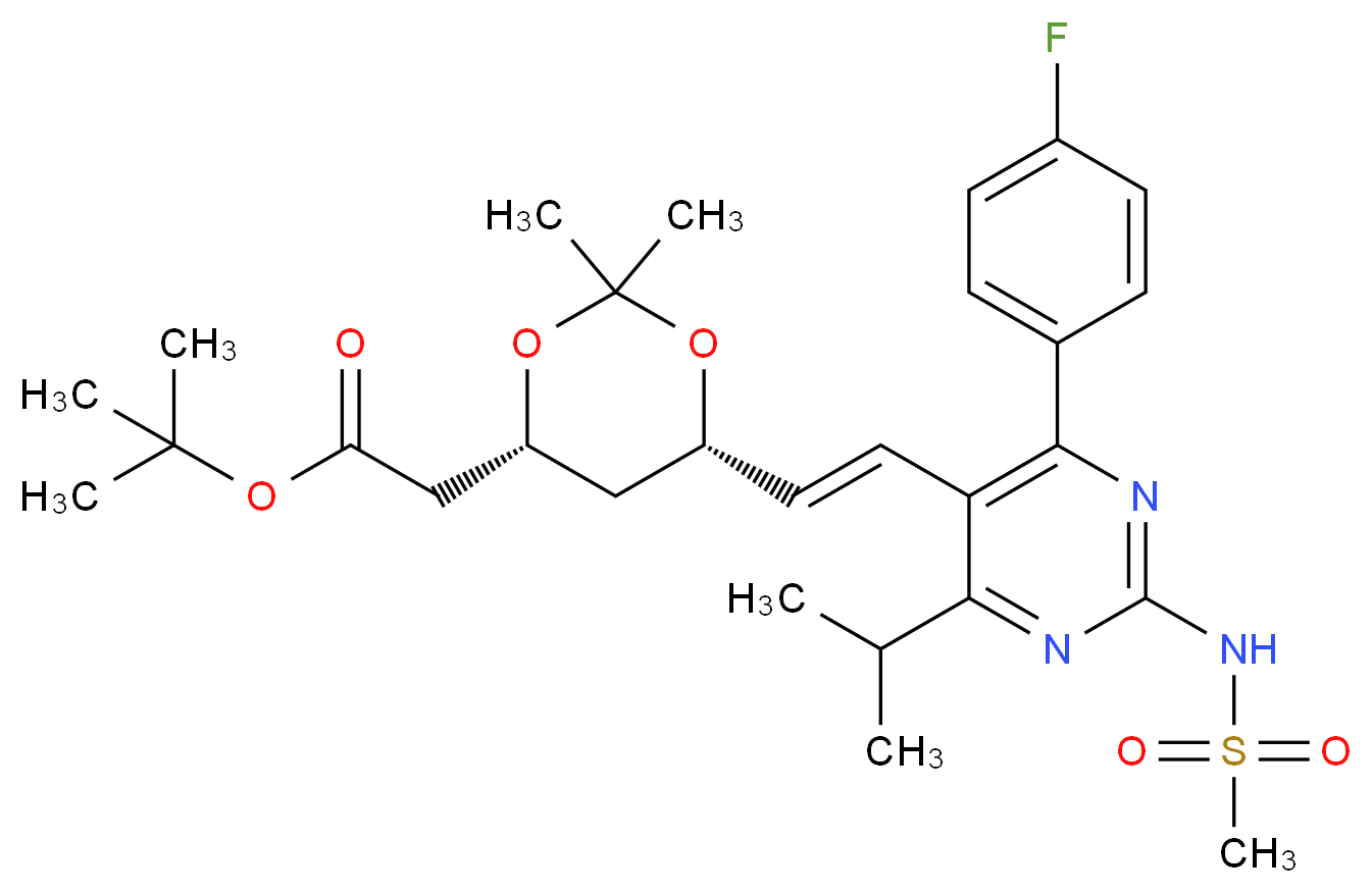 tert-Butyl-7-[4-(4-fluorophenyl)-6-isopropyl-2-mesylaminopyrimidin-5-yl]-(3R,5S)-isopropylidine-(E)-6-heptenoate _分子结构_CAS_371775-73-4)