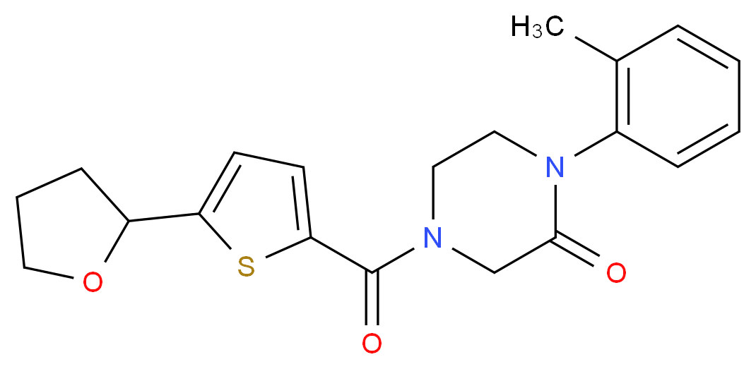 1-(2-methylphenyl)-4-{[5-(tetrahydro-2-furanyl)-2-thienyl]carbonyl}-2-piperazinone_分子结构_CAS_)