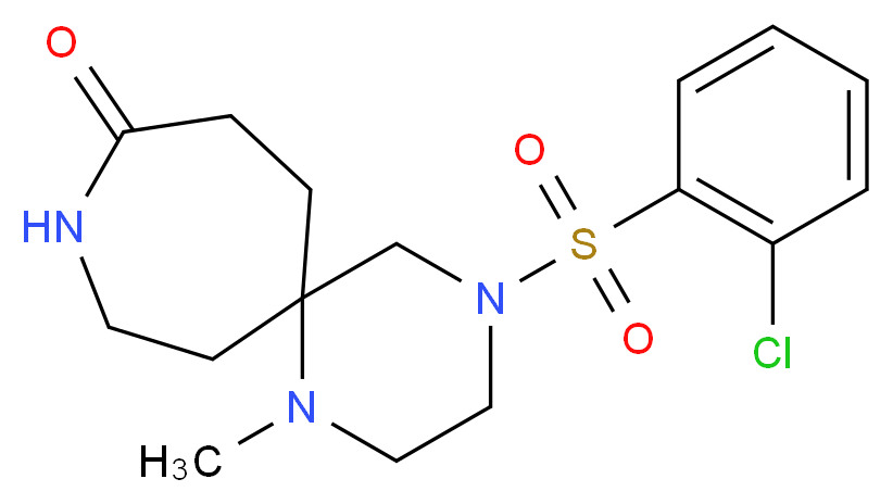 4-[(2-chlorophenyl)sulfonyl]-1-methyl-1,4,9-triazaspiro[5.6]dodecan-10-one_分子结构_CAS_)