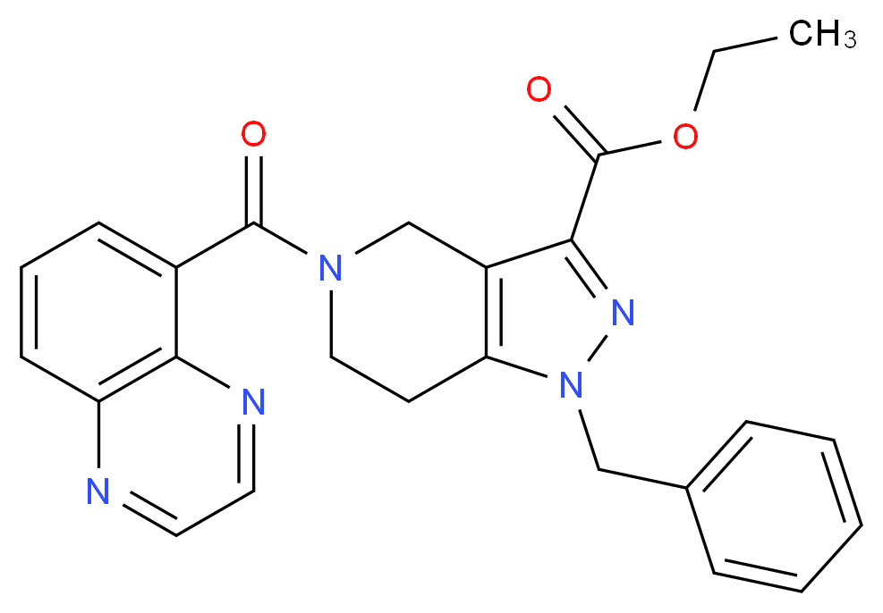 ethyl 1-benzyl-5-(5-quinoxalinylcarbonyl)-4,5,6,7-tetrahydro-1H-pyrazolo[4,3-c]pyridine-3-carboxylate_分子结构_CAS_)