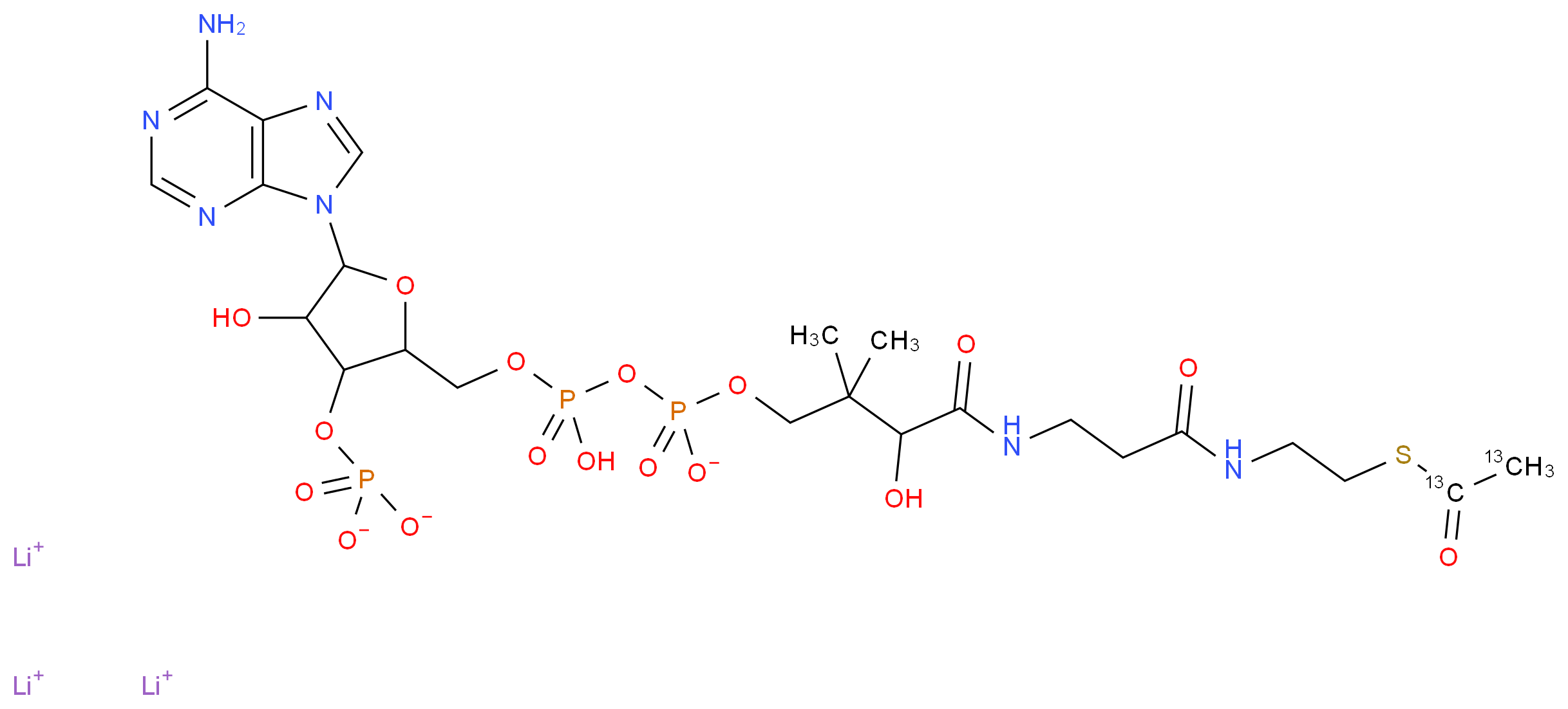 乙酰基-1,2-13C2 辅酶 A 锂盐_分子结构_CAS_)