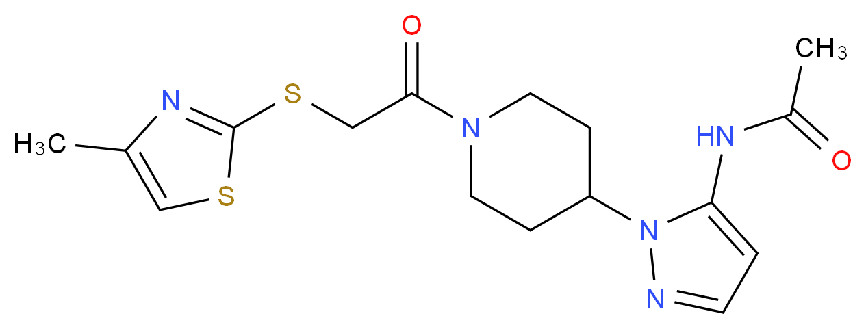 N-[1-(1-{2-[(4-methyl-1,3-thiazol-2-yl)thio]acetyl}-4-piperidinyl)-1H-pyrazol-5-yl]acetamide_分子结构_CAS_)