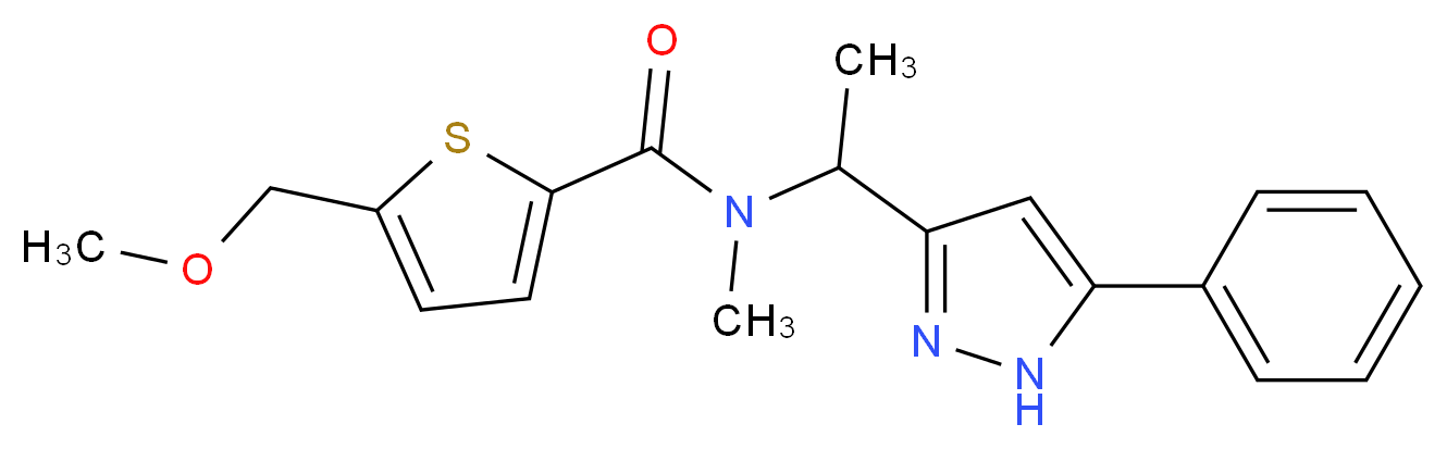 5-(methoxymethyl)-N-methyl-N-[1-(5-phenyl-1H-pyrazol-3-yl)ethyl]thiophene-2-carboxamide_分子结构_CAS_)