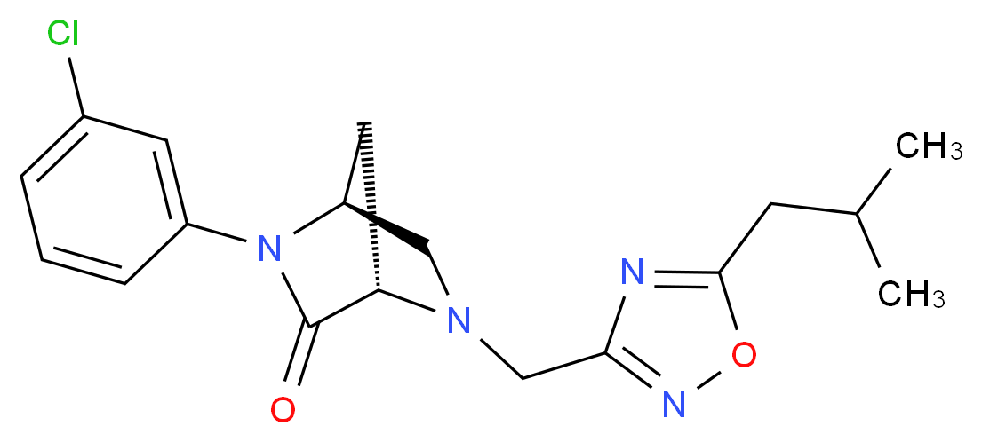 (1S*,4S*)-2-(3-chlorophenyl)-5-[(5-isobutyl-1,2,4-oxadiazol-3-yl)methyl]-2,5-diazabicyclo[2.2.1]heptan-3-one_分子结构_CAS_)