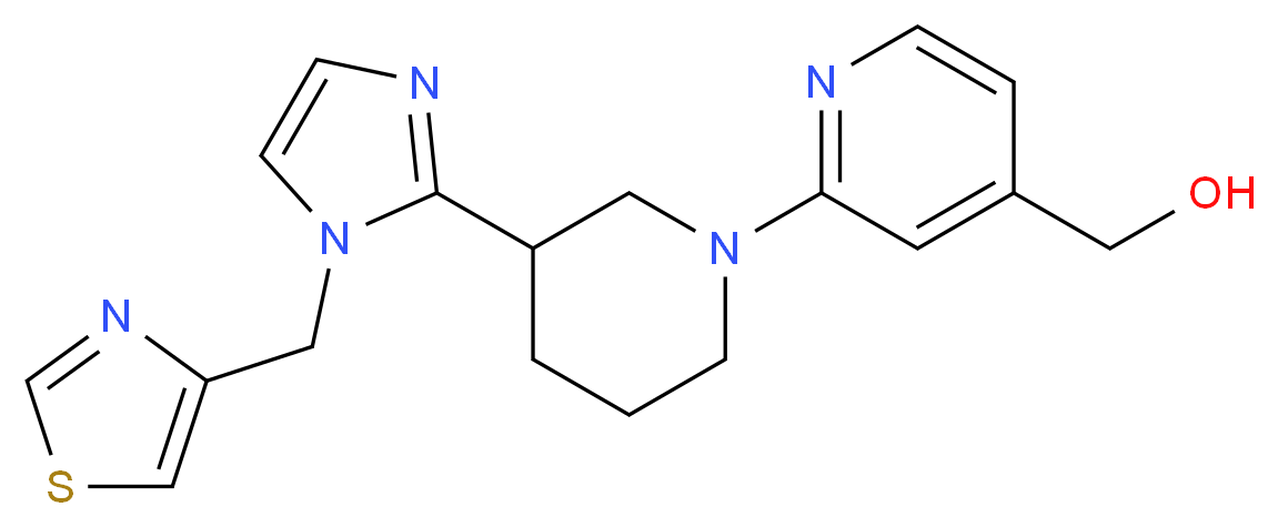 (2-{3-[1-(1,3-thiazol-4-ylmethyl)-1H-imidazol-2-yl]piperidin-1-yl}pyridin-4-yl)methanol_分子结构_CAS_)