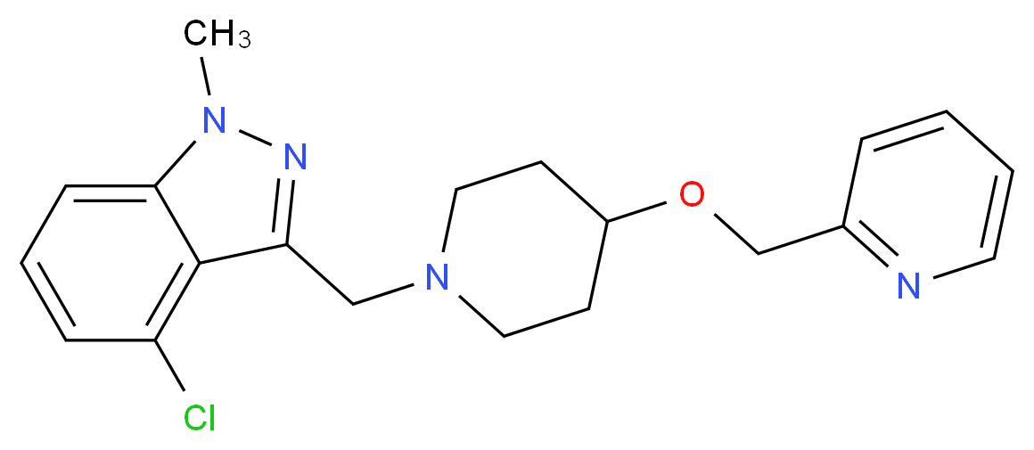 4-chloro-1-methyl-3-{[4-(pyridin-2-ylmethoxy)piperidin-1-yl]methyl}-1H-indazole_分子结构_CAS_)