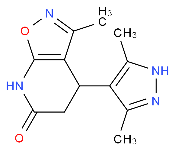 4-(3,5-dimethyl-1H-pyrazol-4-yl)-3-methyl-4,7-dihydroisoxazolo[5,4-b]pyridin-6(5H)-one_分子结构_CAS_)