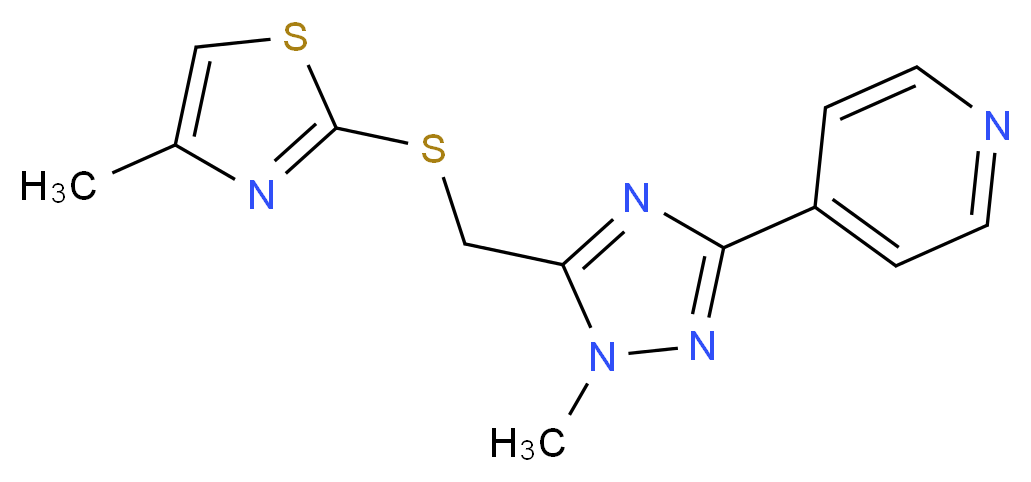 4-(1-methyl-5-{[(4-methyl-1,3-thiazol-2-yl)thio]methyl}-1H-1,2,4-triazol-3-yl)pyridine_分子结构_CAS_)