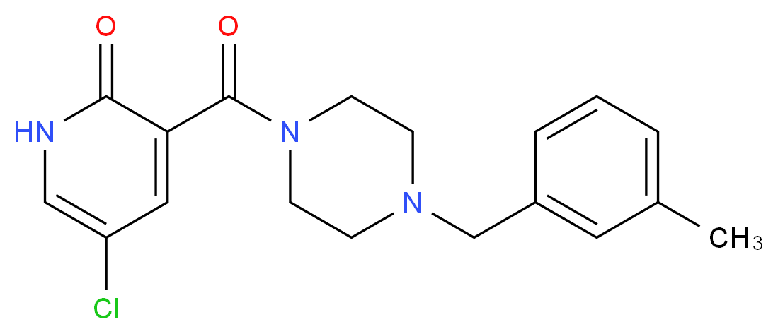 5-chloro-3-{[4-(3-methylbenzyl)piperazin-1-yl]carbonyl}pyridin-2(1H)-one_分子结构_CAS_)