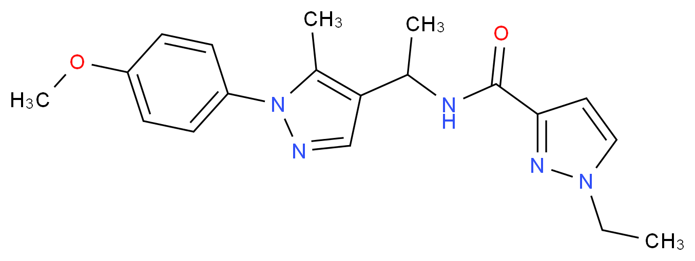 1-ethyl-N-{1-[1-(4-methoxyphenyl)-5-methyl-1H-pyrazol-4-yl]ethyl}-1H-pyrazole-3-carboxamide_分子结构_CAS_)