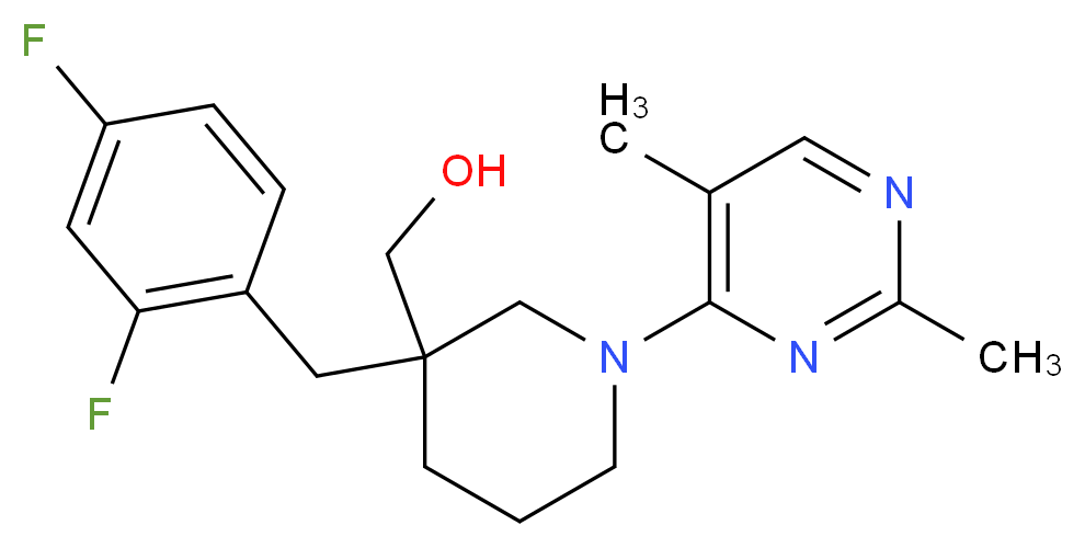 [3-(2,4-difluorobenzyl)-1-(2,5-dimethylpyrimidin-4-yl)piperidin-3-yl]methanol_分子结构_CAS_)