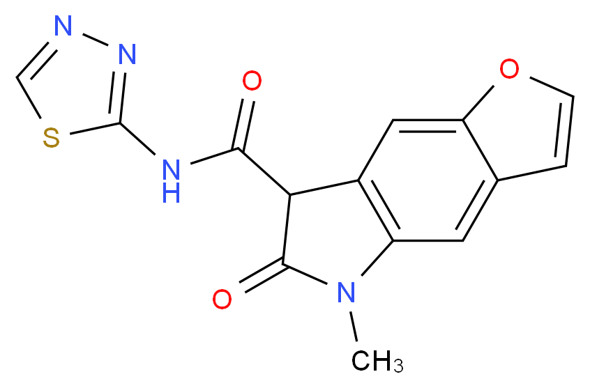 5-methyl-6-oxo-N-(1,3,4-thiadiazol-2-yl)-5H,6H,7H-furo[2,3-f]indole-7-carboxamide_分子结构_CAS_851681-89-5