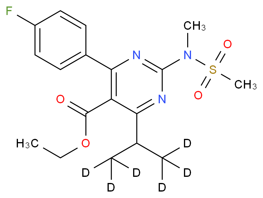 Ethyl 4-(4-Fluorophenyl)-6-isopropyl-2-(N-methylmethylsulfonamido)pyrimidine-5-carboxylate-d6_分子结构_CAS_1189696-04-5)