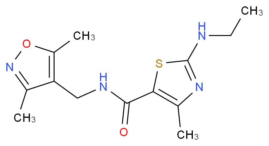 N-[(3,5-dimethylisoxazol-4-yl)methyl]-2-(ethylamino)-4-methyl-1,3-thiazole-5-carboxamide_分子结构_CAS_)