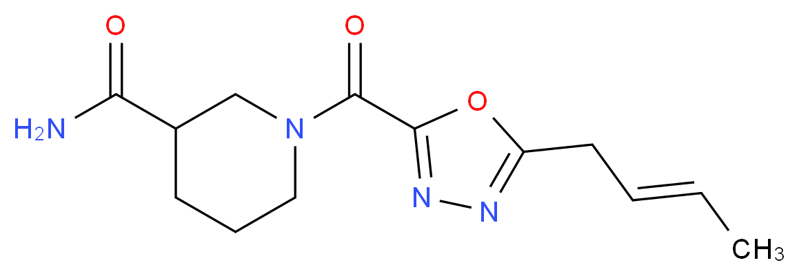 1-({5-[(2E)-but-2-en-1-yl]-1,3,4-oxadiazol-2-yl}carbonyl)piperidine-3-carboxamide_分子结构_CAS_)