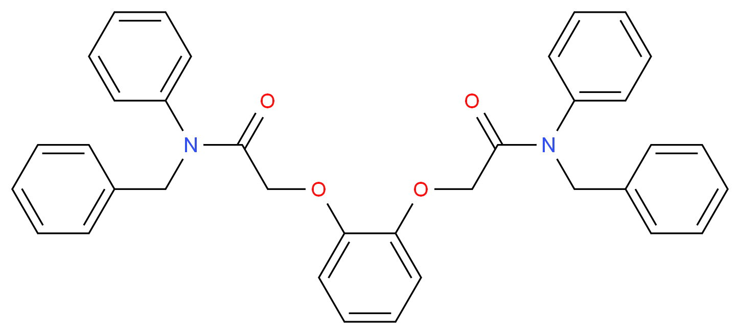 N-benzyl-2-(2-{[benzyl(phenyl)carbamoyl]methoxy}phenoxy)-N-phenylacetamide_分子结构_CAS_61595-77-5