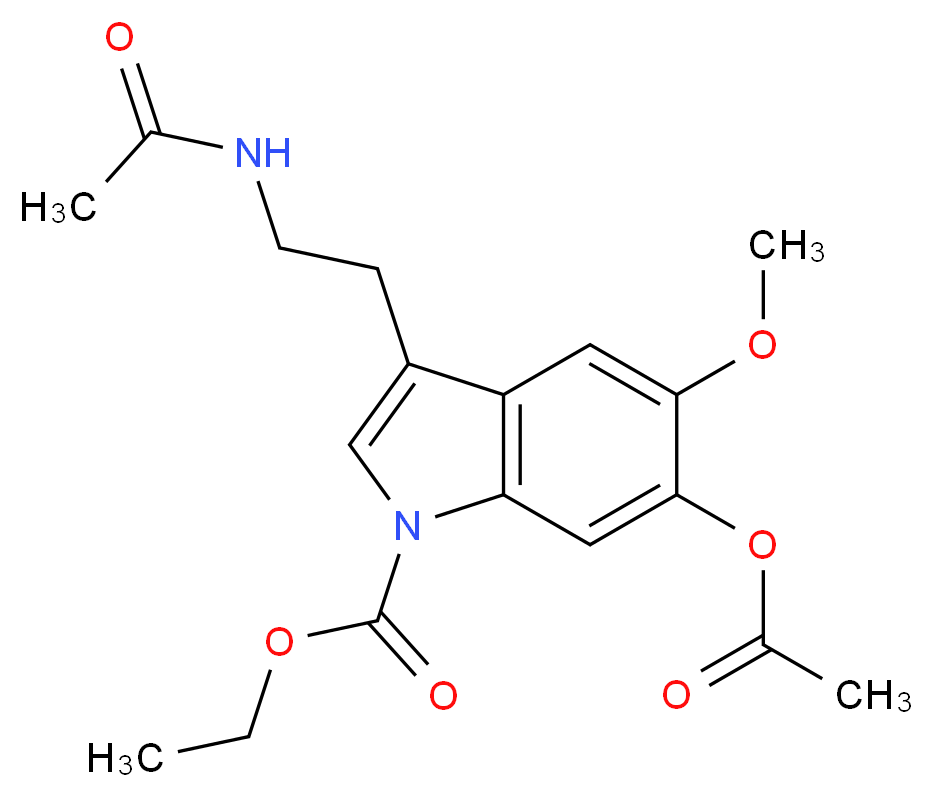 ethyl 6-(acetyloxy)-3-(2-acetamidoethyl)-5-methoxy-1H-indole-1-carboxylate_分子结构_CAS_519186-55-1