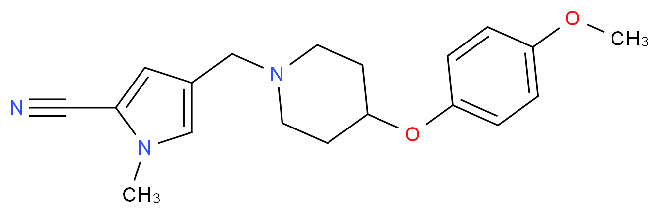 4-{[4-(4-methoxyphenoxy)-1-piperidinyl]methyl}-1-methyl-1H-pyrrole-2-carbonitrile_分子结构_CAS_)