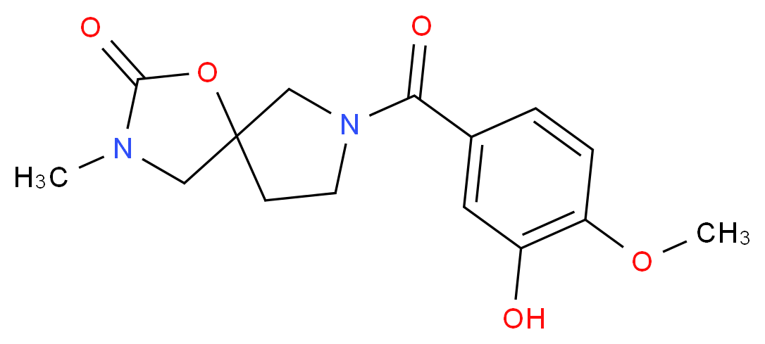 7-(3-hydroxy-4-methoxybenzoyl)-3-methyl-1-oxa-3,7-diazaspiro[4.4]nonan-2-one_分子结构_CAS_)